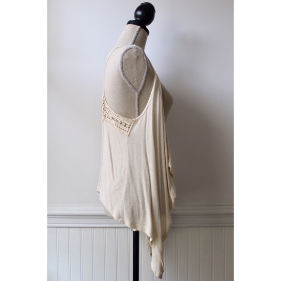 NWOT Cream Open Front Vest w/Embellished Racerback - Picture 3 of 8